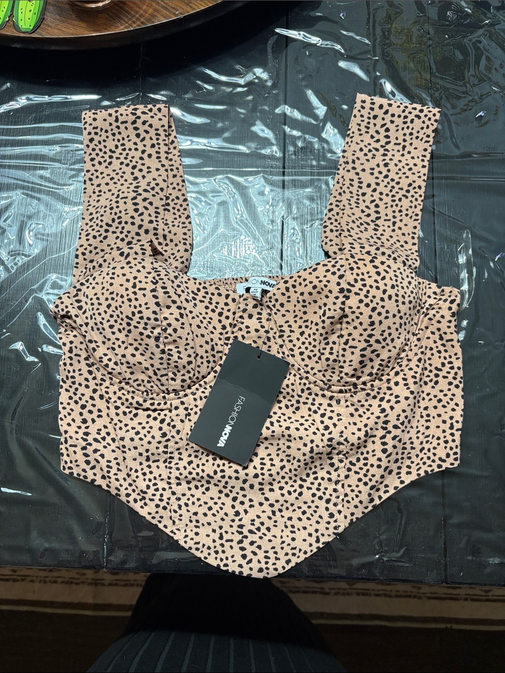 Fashion Nova Tan Leopard Print Bustier Camisole